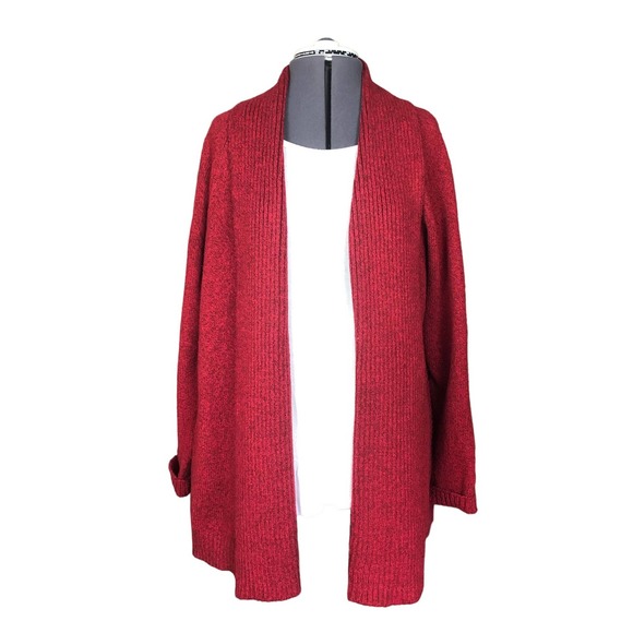 J. Jill Sweaters - J. Jill open-front shawl-collar red alpaca blend cardigan sweater (L)